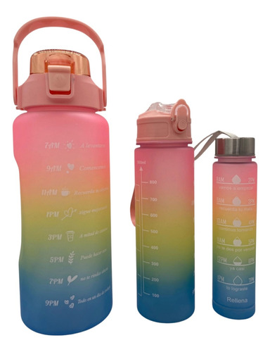Botella Motivacional Set X3 Unidades Salmon