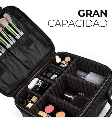 Maletin De Maquillaje Multifuncional Divisiones Portátil Neg
