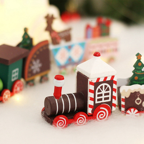 Tren Navideño De Madera Para Decoración De Escritorio