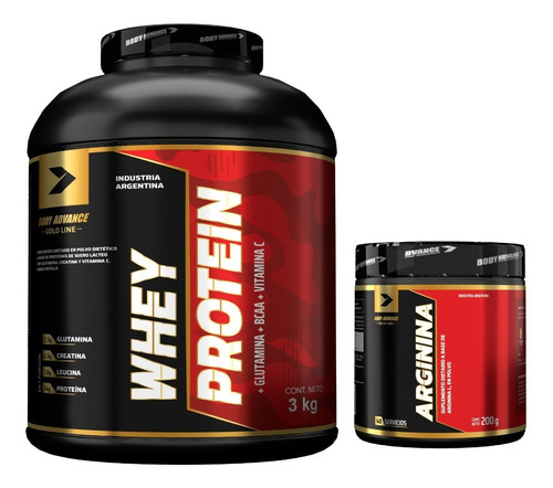 Whey Protein 3 Kg ( Proteína Pura ) + L - Arginina 200 Gr. Body Advance