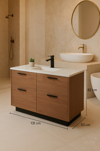 Mueble De Baño En Mdf Con Mesada En Mármol Compacto Acra