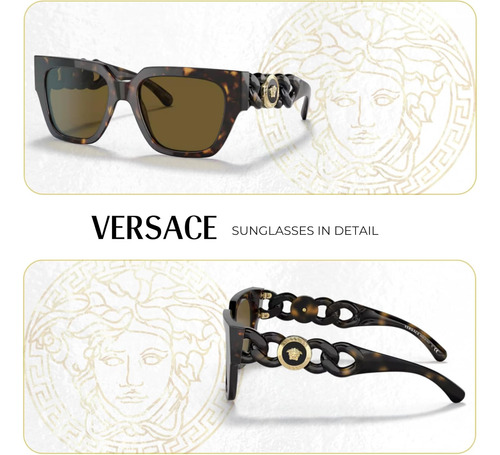 Versace Ve4409f Gafas De Sol Cuadradas Para Mujer + Paquete