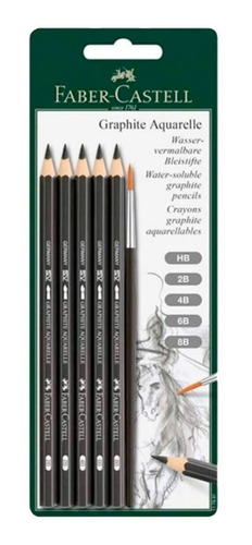 Set Grafito Faber-castell Acuarelable X5 + Pincel