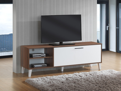 Mueble Rack Modular Para Tv Nordico Guben - Madera Oscura