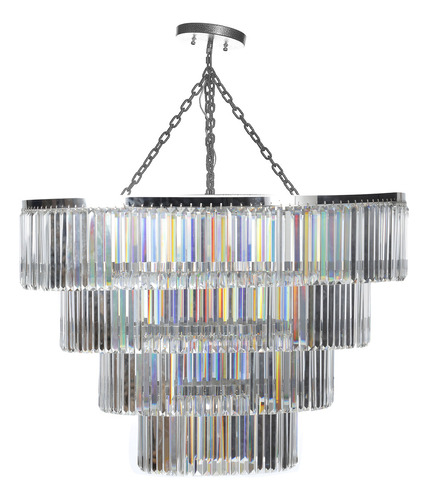 Candil Krystal Victoria Acero Inox Transparente Gamalux Color Cristal