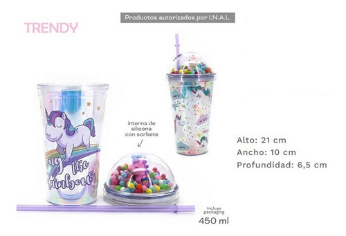 Imagen 2 de 4 de Vaso Infantil Trendy Con Tapa Y Sorbete New Ar1 14805 Ellobo