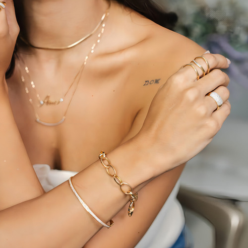Pulseira Gotas Vazadas 22,5cm Em Ouro 18k