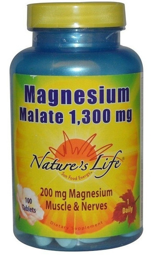Magnésio Malato 1300 Mg 100 Tablets Nature's Life - Imp Eua