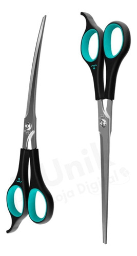 Kit Tesoura Curva Reta Laser 7.5 Propetz Banho Tosa Original