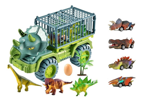 Juguete Dinosaurio Camión Grande +4 Dino Go Kart +accesorios