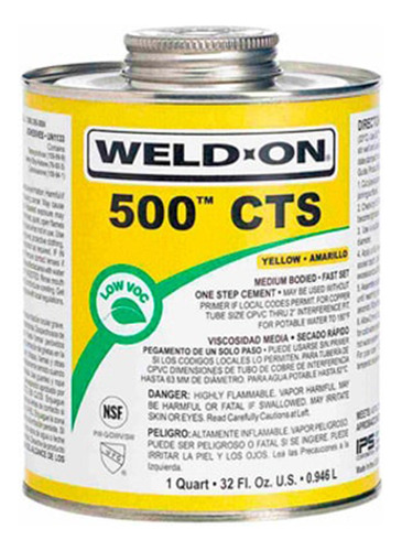 Pegamento Cemento Para Cpvc Weldon 500 Amarillo 125ml