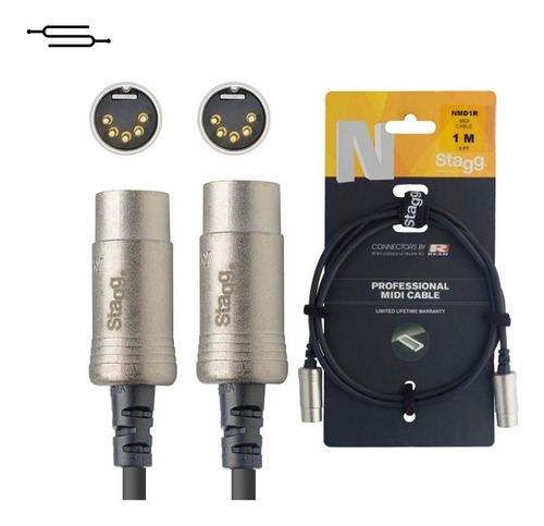 Cable Midi 3 Metros Fishas Metalicas Neutrik Stagg Nmd3r