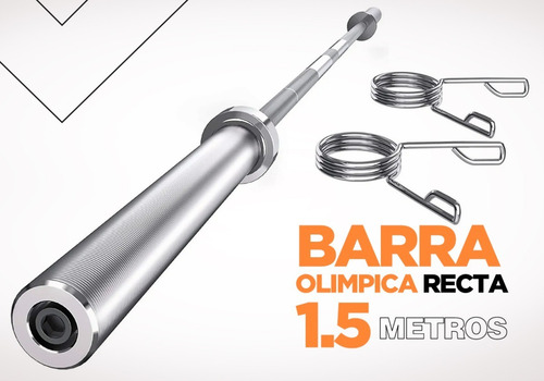 Barra Olimpica Recta Maciza Pesas Gym 1.5 Mt Rulemanes 50 Mm
