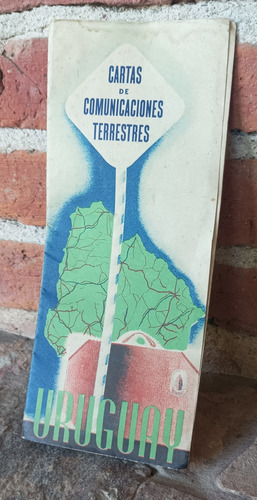 Antiguo Mapa  Carta De Comunicaciones Terrestres  , Uruguay.
