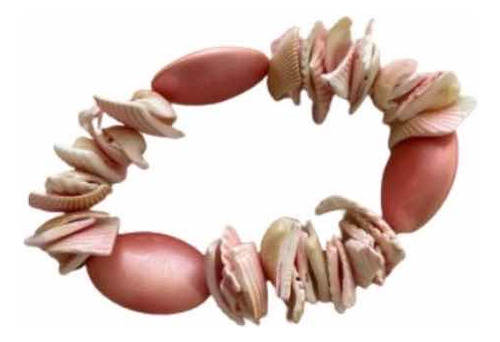 Pulsera Para Dama Elastisada Con Trozos Invitación Coral -