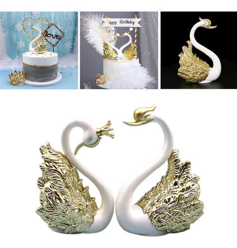 2 X 2x Topper De Pastel De Cisne De Corona Romántica Para