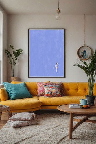 Lámina P Cuadro Mujer Nadando Natación Minimalista Moderno Multicolor Sin Armazón