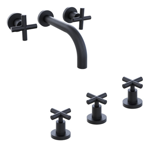 Griferia Combo Lavatorio/bidet Hidromet Sun Cruz Black Negra