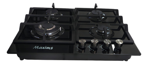 Parrilla A Gas De Cristal Templado Maxis Hbh4gs, Parillas De Hierro, 4 Quemadores, Color Negro