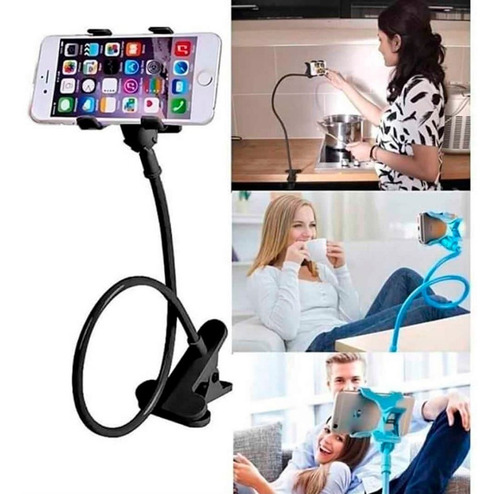 Imagen 6 de 9 de Soporte Con Brazo Flexible Para Celular Y Pinza Broche 360