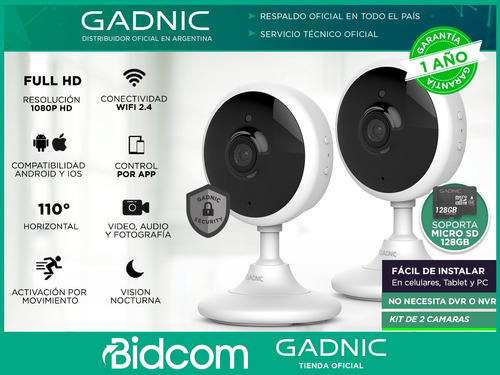 Imagen 2 de 10 de Cámaras De Seguridad Gadnic X2 Full Hd Interior Wifi App