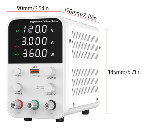 Fuente De Alimentación Variable De 120 V 3 A Dc Con Usb Y Co