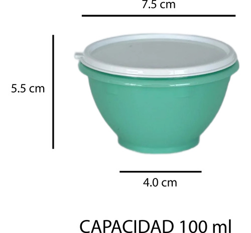 10 Mini Contenedores Plástico Snack Lunch Aderezo 100 Ml C/u