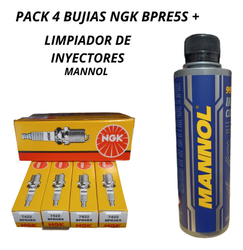 Pack 4 Bujias Ngk Bpr5es + Limpiador Injectores Mannol