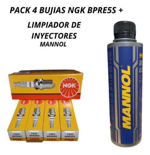 Pack 4 Bujias Ngk Bpr5es + Limpiador Injectores Mannol