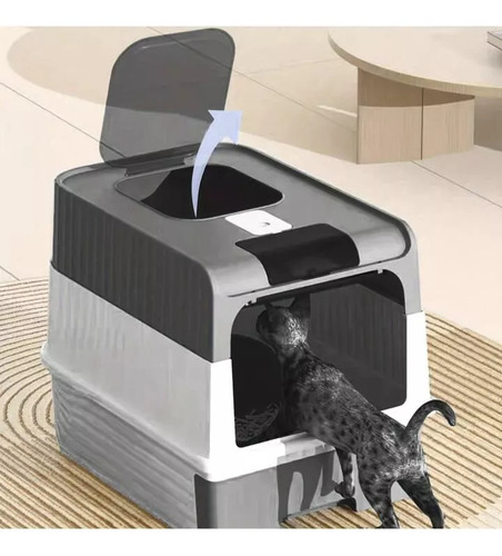 Caja De Arenero Plegable Grande Para Gatos Con Desinfección