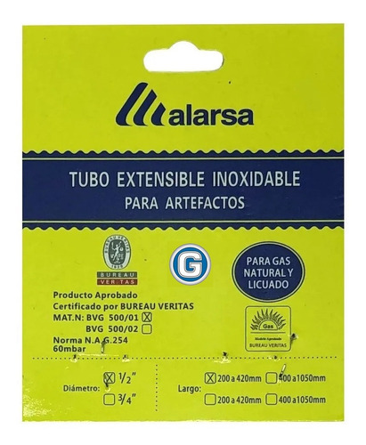 Imagen 6 de 9 de Flexible Extensible Aprobado Gas Cocina Ø 1/2'' X 20 A 42 Cm