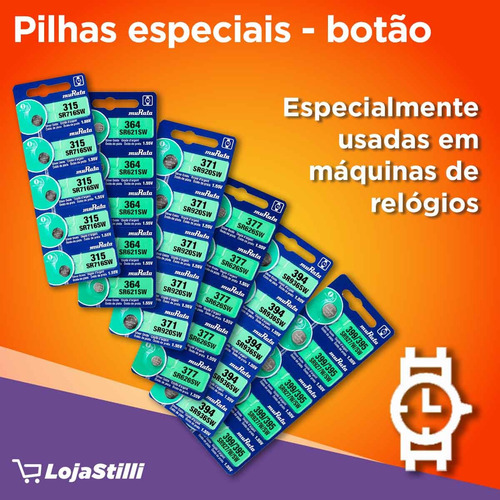 05 Pilhas Baterias Relogio 362 Murata - 1 Cartela