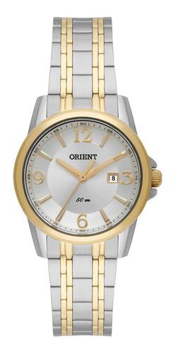 Relógio Feminino Misto Orient Cor da correia Prata Cor do bisel Dourado Cor do fundo Branco