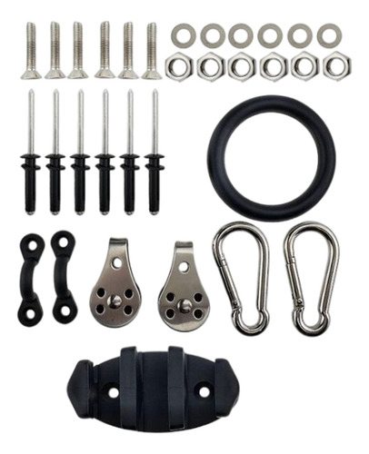 Kayak Anchor Trolley Kit Almohadilla Ojos Remaches Cuerda