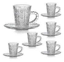 Comprar Juego De 6 Tazas De Café De Vidrio Con Platillo, Tazas De Té