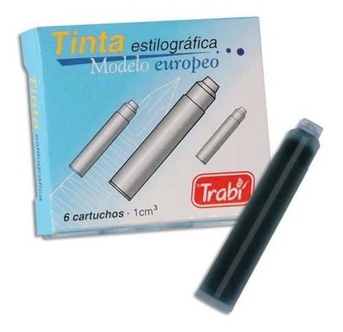 Cartucho Trabi Europeo Corto Azul Tipo Pelikan X10 Unidades