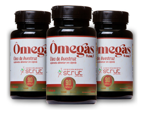 3x Oleo De Avestruz Strut 90 Caps Omega 3 6 7 9