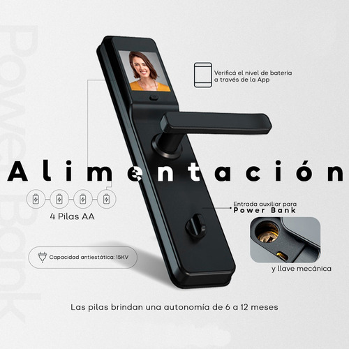 Cerradura Inteligente Smart Con Pantalla Y Camara App Tuya