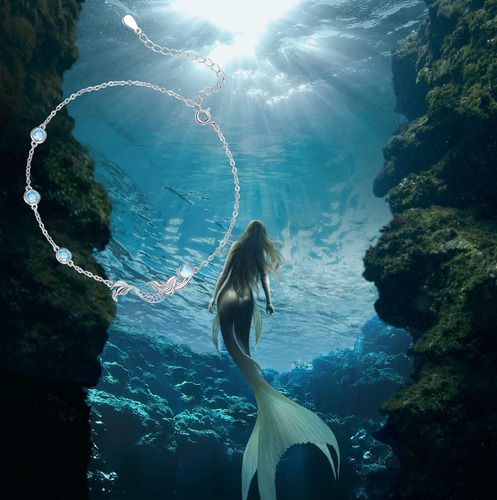 Tobillera De Sirena Fryneauy Para Mujer, Tobillera De Plata