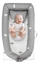 Comprar Nido Colecho Bebés Portatil Moises Cuna Soporte Cama Color Blanco con Gris Diseño Coronas