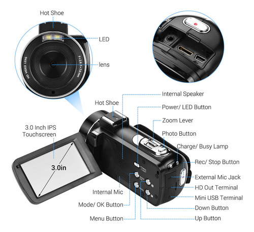 Andoer 4k Ultra Hd Handheld Dv Video Digital Profesional