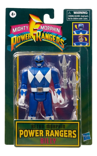 Boneco Power Rangers Retro Blue Ranger Billy Fliphead 14 Cm