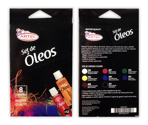 Set 8 Pinturas Al Óleo 12ml · Artel