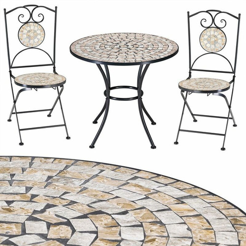 Imagen 2 de 4 de Juego Terraza Mosaico 2 Sillas Más Mesa Jardín Exterior