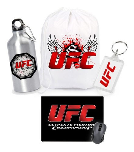  Ufc Termo Tula Pad Mouse Llavero Caja Regalo Kit 