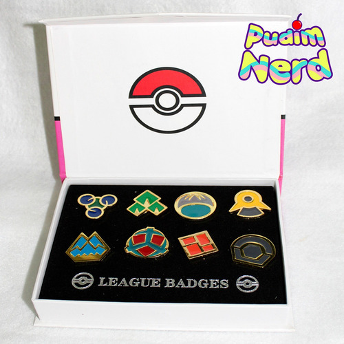 Pokemon Anime Insignias Badge Broche - 8 Insignias Com Caixa
