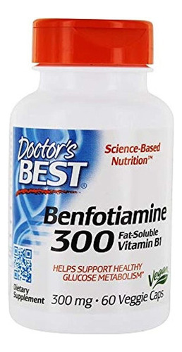 Doctor`s Best, Benfotiamine Con Benfopure, 300 Mg, 60 Capsu