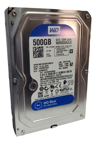 Hard Disk Western Digital 500gb 7200rpm Sata 32mb Cache