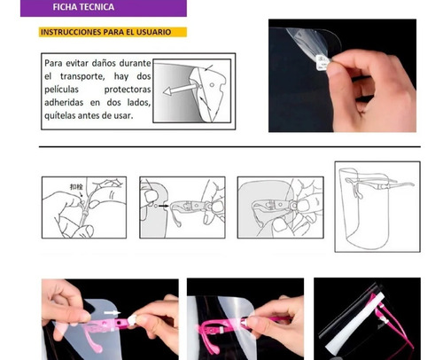 10 Caretas Facial Protectoras Soporte De Lentes Mayoreo