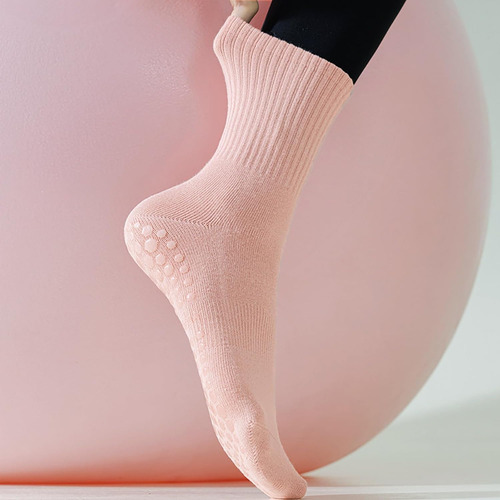 Calcetines De Pilates Con Empuñaduras, 3 Pares, Blancos, Neg